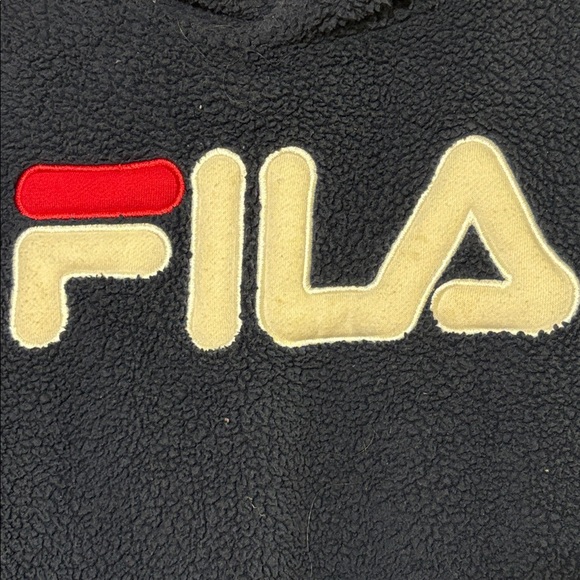 Fila Dark Blue Fleece Hoodie with Red and White Accents, boys size XL 14-16 - Picture 3 of 8
